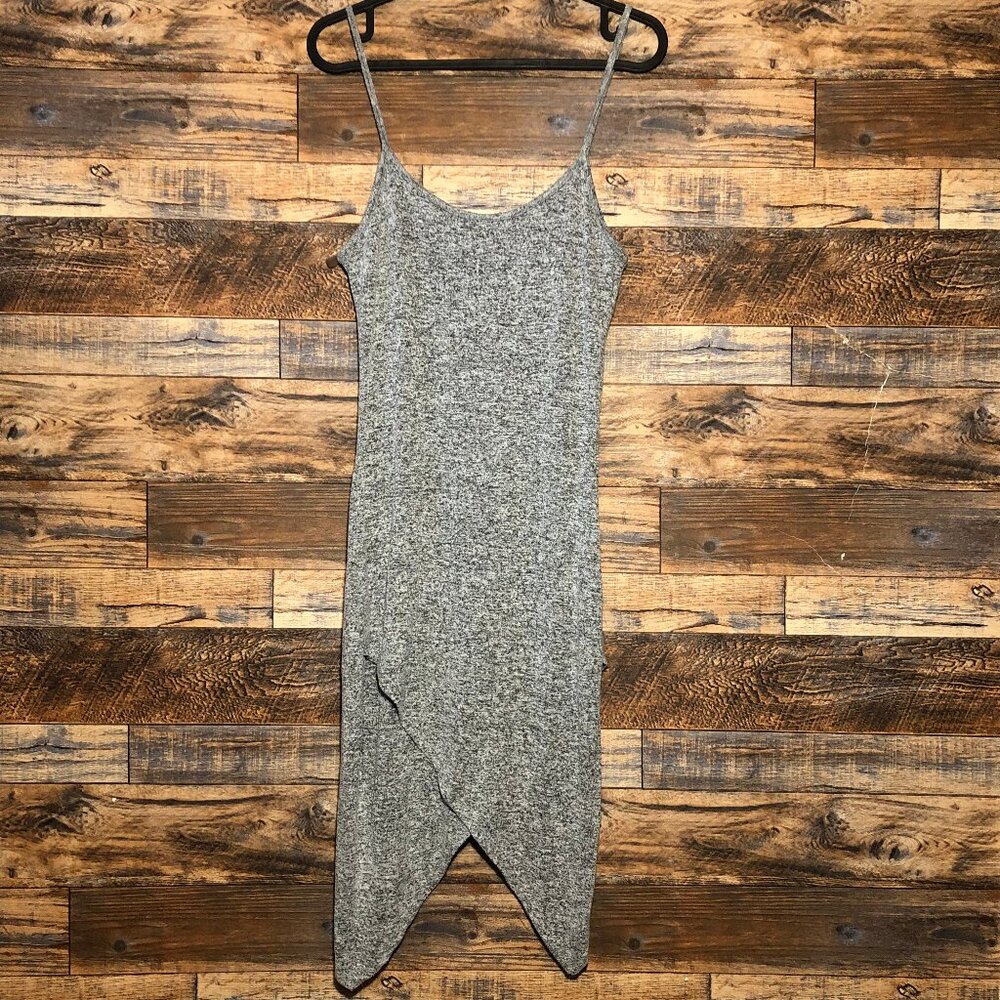 A+ Ellen Gray M medium slit spaghetti strap dress